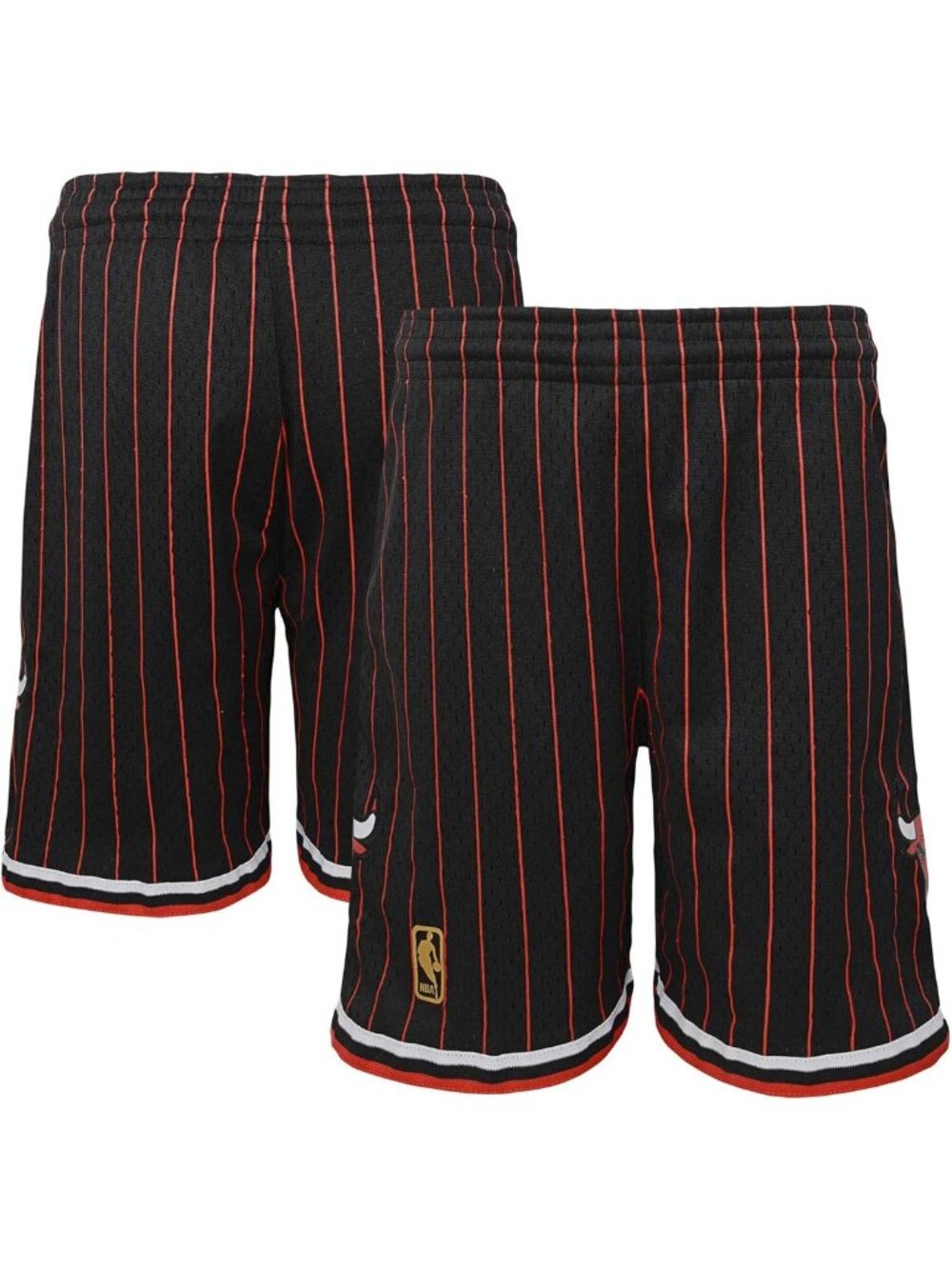 Youth Basketball Shorts - Black Striped Classic Mesh, Size 8-20, Perfect for
